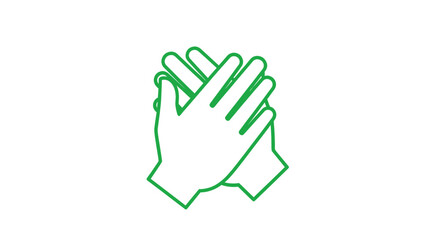 Fototapeta premium Green outline hands clapping icon on white background