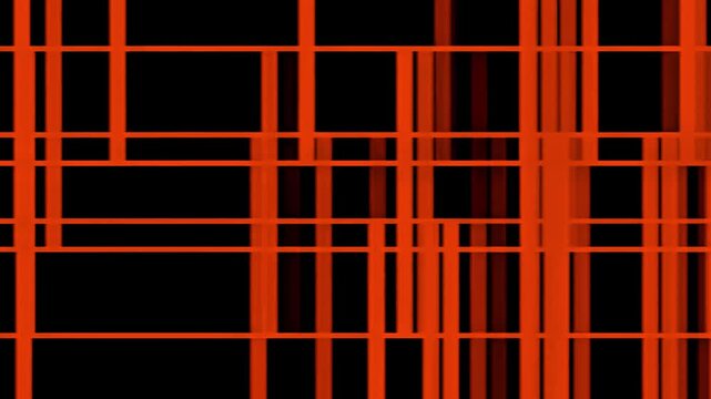 Red rectangular digital pulse with glowing crimson lines forming a flickering geometric pattern against a dark black background in a futuristic tech display.