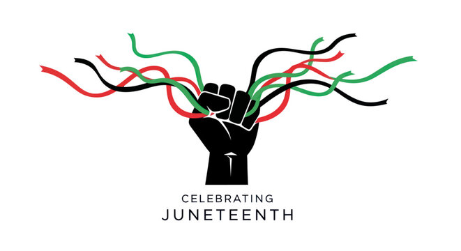 Juneteenth Celebration: Fist with Pan-African ribbons