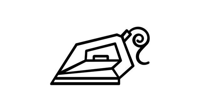 Modern minimalist vector icon illustration of a clothes iron with a power cord, ideal for laundry service branding, housekeeping symbols, domestic appliance graphics, and home care UI design.