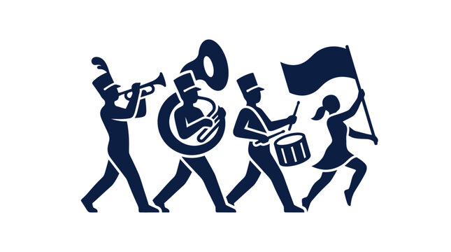 Marching Band Silhouette Performance and Rhythm