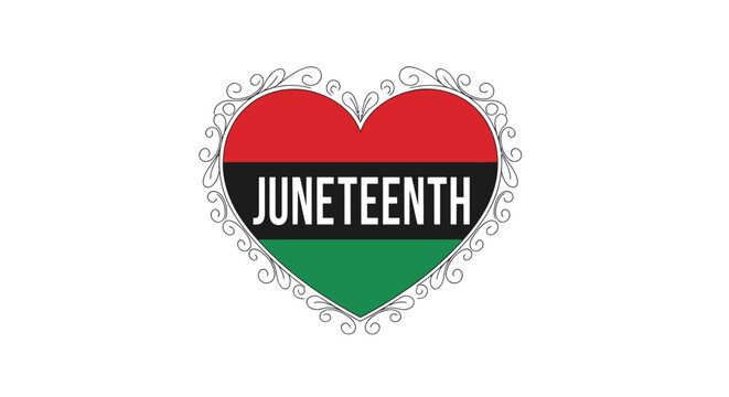 Juneteenth Heart with Pan-African Colors for Freedom Celebration