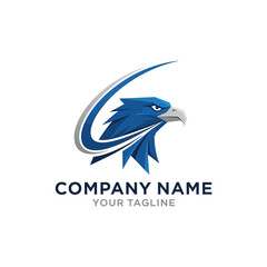 Obraz premium Blue Eagle Head Logo Design Vector Illustration.