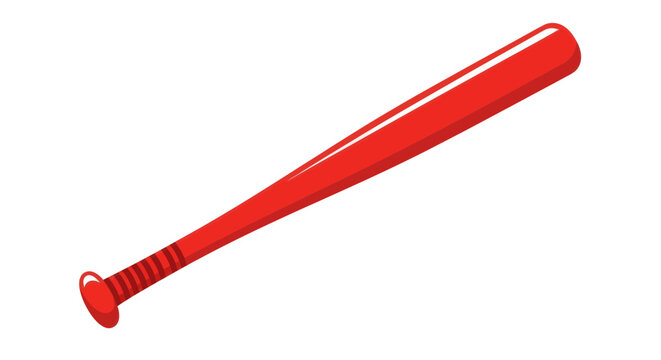 Red Baseball Bat on White Background