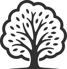 Fototapeta premium Stylized Black and White Tree Silhouette nature graphic
