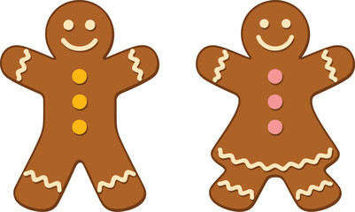 Obraz premium Two Gingerbread Cookies on White Background gingerbread man