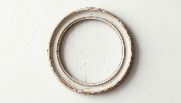 Empty vintage metal ring isolated on white background minimalist product photography