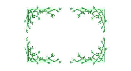 Green leafy vine frame border corners on white background © Parade