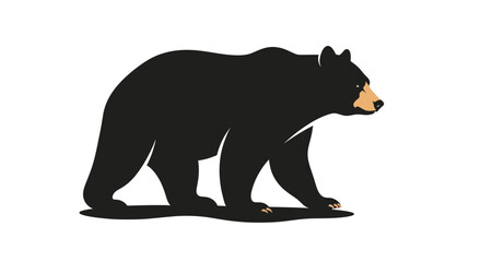 Fototapeta premium Black Bear Walking Silhouette Vector Illustration