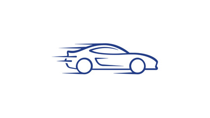 Naklejka premium Minimalist blue gradient line art vector illustration of a sleek sports car with motion speed lines, perfect for automotive branding, racing concepts, and fast transportation icons. AI-generated.