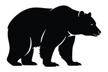 Fototapeta premium Black silhouette of a bear a powerful wildlife illustration