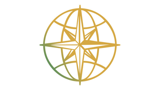 Eco-friendly global navigation vector illustration featuring a green and yellow gradient compass rose over a stylized globe icon, representing sustainable direction and environmental awareness.