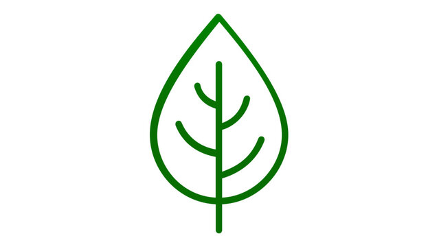 Green leaf line icon vector illustration for ecology and environmental sustainability concepts. Minimalist flat design scalable graphic for eco-friendly branding, organic growth, and nature themes.