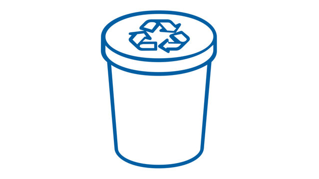 Blue recycling bin line icon vector illustration. Minimalist flat design of a trash can with a recycle symbol on top, perfect for ecology, sustainability, and environmental conservation themes.