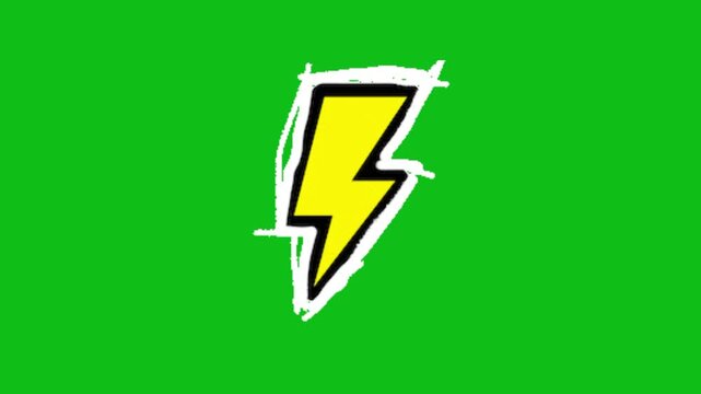 lightning bolt icon on green screen