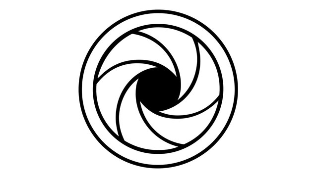 Minimalist camera lens aperture shutter line icon vector illustration. Professional photography and videography symbol for digital media, web design, and branding. Scalable AI-generated graphic.