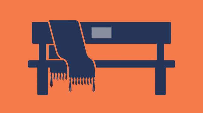 Silhouette of a tallit prayer shawl draped over a memorial bench vector illustration