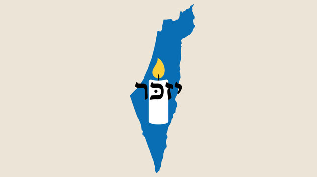 Vector map of Israel with a memorial candle overlay for national remembrance day