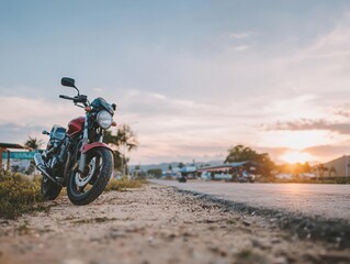 Fototapeta premium Motorcycle parked roadside