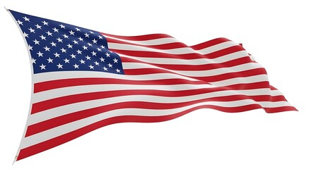 Fototapeta premium A high resolution digital rendering of the american flag waving against a clean white background
