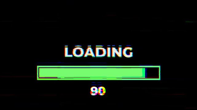 Cyberpunk loading bar with glitch rgb, futuristic uploading progress bar with glitch effect, 4k video