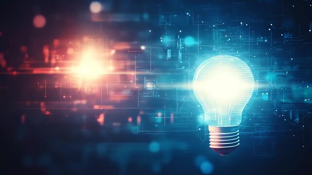 Digital lightbulb futuristic concept of innovation and technology