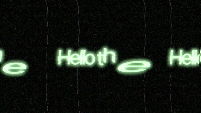 Hello there text message animation with retro style effects distortions and glitches