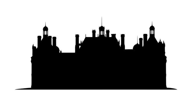 Castle Silhouette: A striking silhouette of a grand castle stands against the background, its intricate architecture a testament to history and enduring design. 