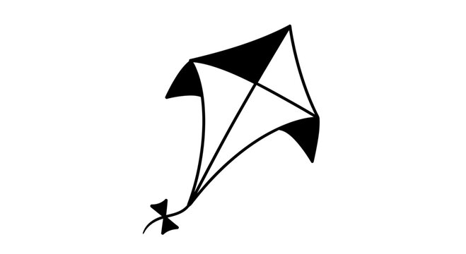 Kite Silhouette: A minimalist illustration of a classic kite, capturing the essence of playful flight and childhood nostalgia.