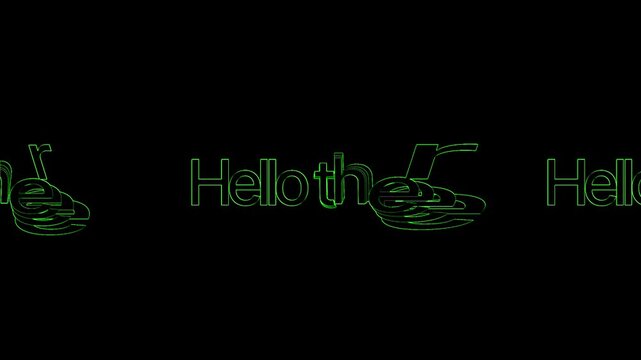 Hello there text message animation with contour lines effect