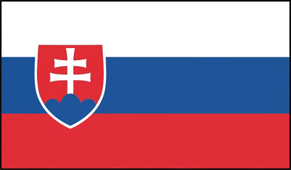 Fototapeta premium Official National Flag of Slovakia Featuring White Blue and Red Horizontal Stripes with Central Emblem