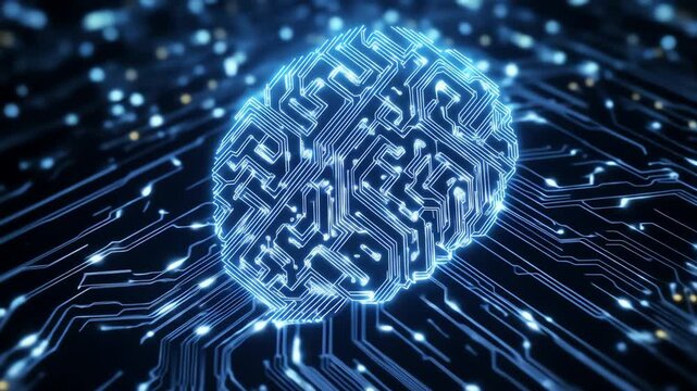 Digital brain with circuit board design representing artificial intelligence