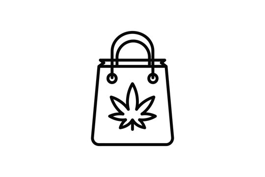 Black and white shopping bag with leaf shopping bag leaf