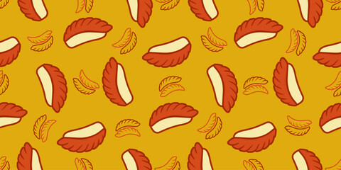 sushi seamless pattern background vector illustration. sushi ebi seamless pattern illustration. japanese sushi food icon illustration © Faisal Amru