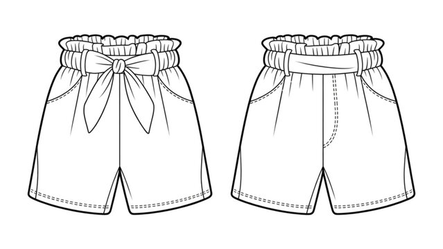 Two styles of high-waisted pleated shorts with adjustable waistbands