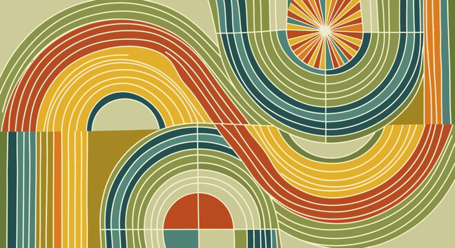 Abstract Mid-Century Modern Geometric Arches Pattern