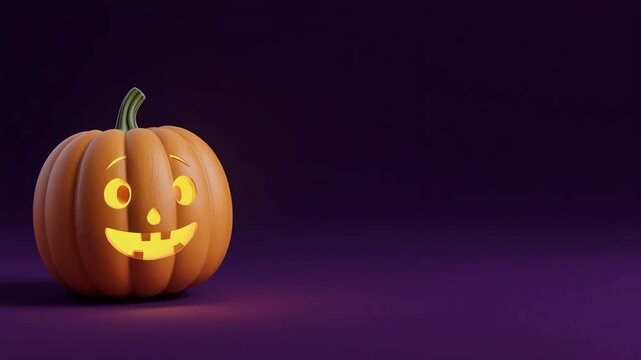 3D cartoon Halloween pumpkin on a dark background