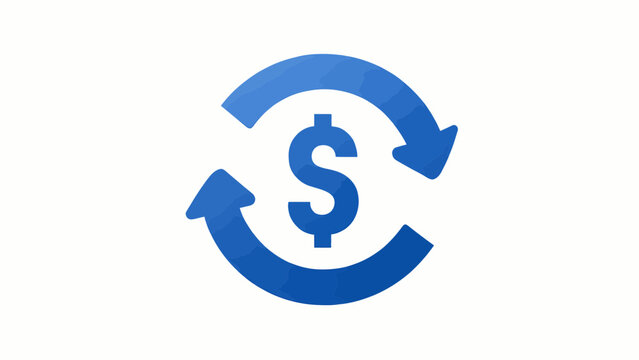 Refund and chargeback process icon with flat cobalt design
