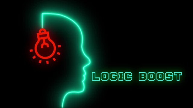 Futuristic neon brain illustration representing a logic boost and enhanced analytical thinking skills.