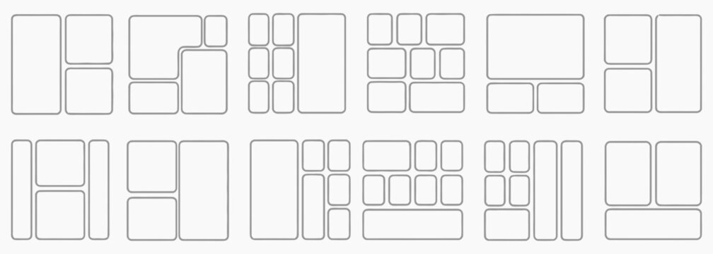 Set of Comic Book Page Layout Templates with Rounded Corners
