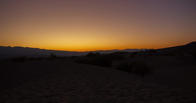 Sunrise Over Mesquite Dunes Death Valley Desert Dawn Timelapse