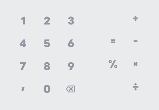 Minimalist Calculator Keypad Interface Icons Set