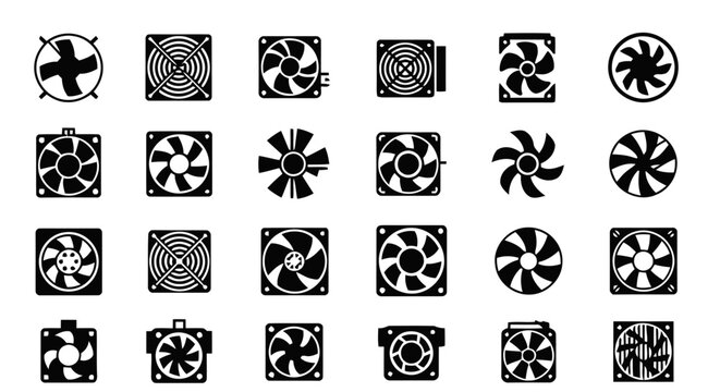 Set of Computer Cooling Fan Icons