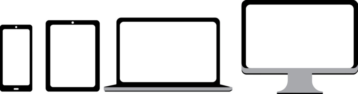 Responsive Web Design Devices Icons Set with Blank Screens