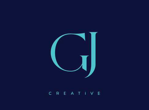 GJ Letter Logo Design with Elegant Serif Typography
