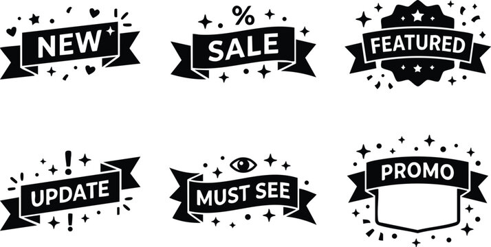 Black and white sale new update featured promo must see banners vector art