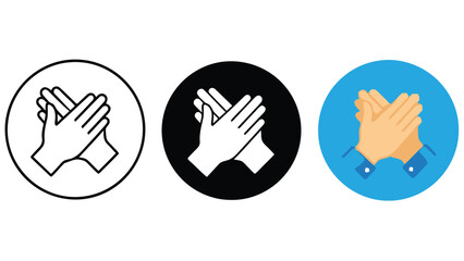 Obraz premium Clapping Hands Icon Set in Line, Solid, and Flat Styles