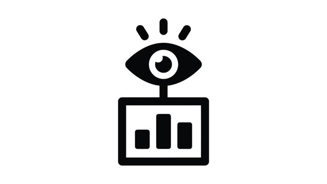 Surveillance eye monitoring a bar chart on a computer screen with a lightbulb symbol above Vector