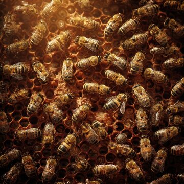 Buzzing harmony among a lively bee colony