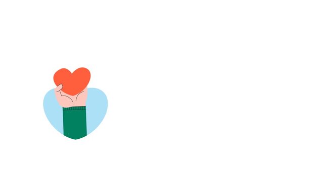 Animation charity donation with love, care for social support concept